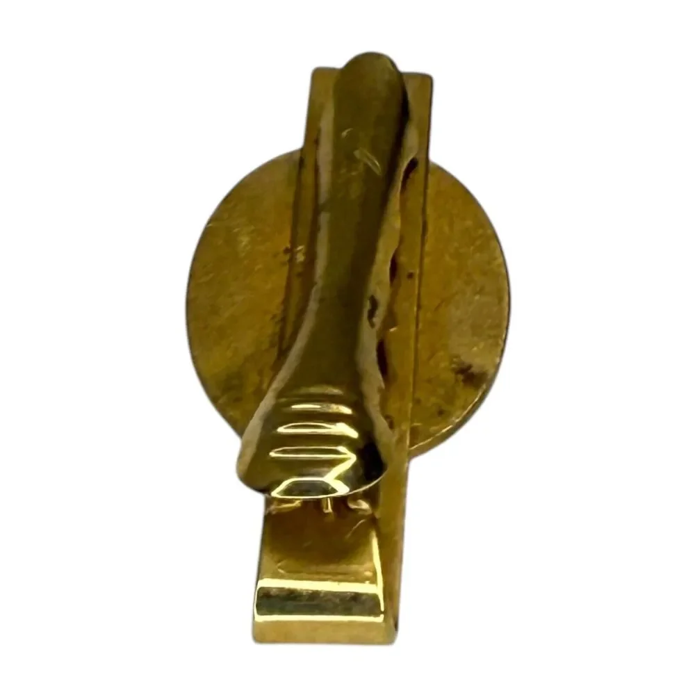 Vintage Anson Tie Clip Gold-Tone Oval Horse Carriage Steam Engine Design